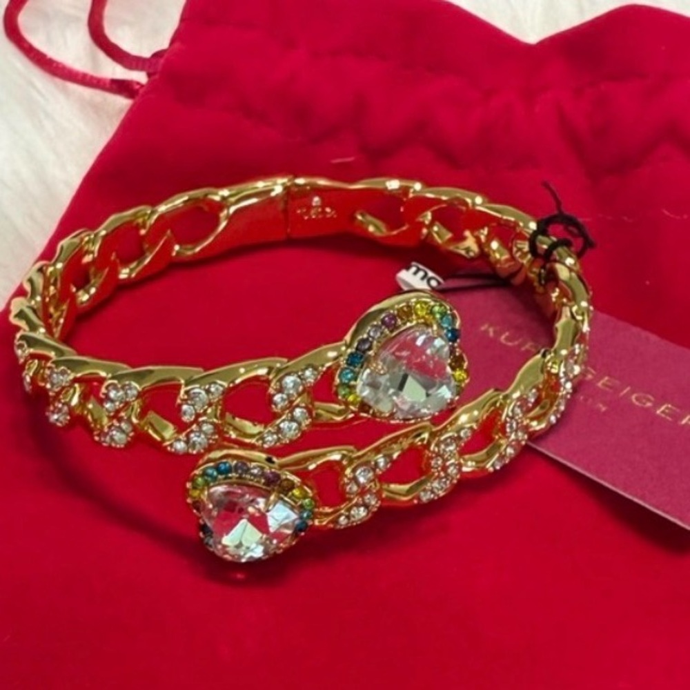 New KURT GEIGER LONDON
Rainbow Crystal Heart  Chain Bypass Bangle Bracelet - Picture 9 of 13